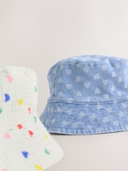 White/Blue Baby Bucket Hats 2 Pack (0mths-2yrs) - Image 4 of 5