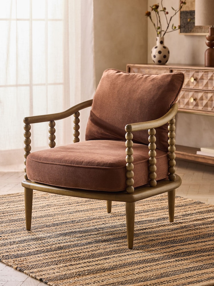 Soft Twill Rust Brown Collection Luxe Harlyn Wooden Accent Chair - Image 1 of 10 Soft Twill Rust Brown Collection Luxe Harlyn Wooden Accent Chair - Image 1 of 10