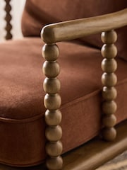 Soft Twill Rust Brown Collection Luxe Harlyn Wooden Accent Chair - Image 5 of 10