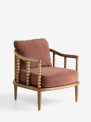 Soft Twill Rust Brown Collection Luxe Harlyn Wooden Accent Chair - Image 6 of 10