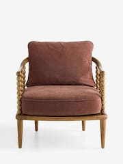 Soft Twill Rust Brown Collection Luxe Harlyn Wooden Accent Chair - Image 7 of 10