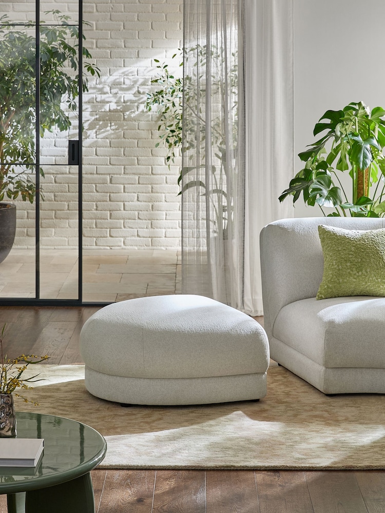 Tailored Chenille Oyster Natural Addison Modular Sofa Single Footstool - Image 1 of 11