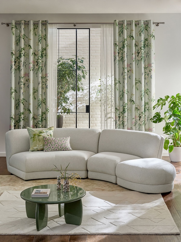 Tailored Chenille Oyster Natural Addison Modular Sofa Single Footstool - Image 2 of 11