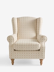 Dry Handle Check Light Natural Sherlock Highback Armchair - Image 2 of 7