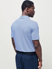 Peter Millar Blue Albatros Cotton Blend Golf Polo Shirt - Image 3 of 7