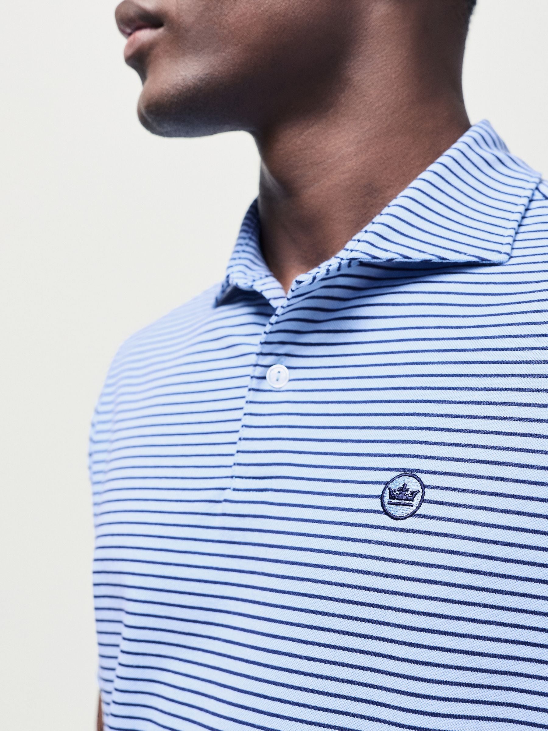 Buy Peter Millar Blue Albatros Cotton Blend Golf Polo Shirt from