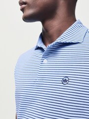 Peter Millar Blue Albatros Cotton Blend Golf Polo Shirt - Image 5 of 7