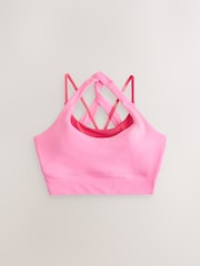 Pink Active Power Double Layer Cross Back Sports Bra - Image 1 of 3