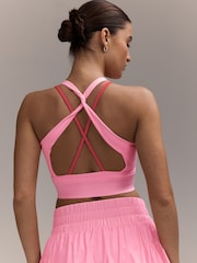 Pink Active Power Double Layer Cross Back Sports Bra - Image 5 of 8