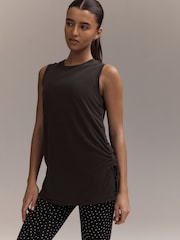 Chocolate Brown Active Lightweight Modal Ruched Side Tank Vest - Image 1 of 7