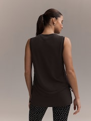 Chocolate Brown Active Lightweight Modal Ruched Side Tank Vest - Image 4 of 7