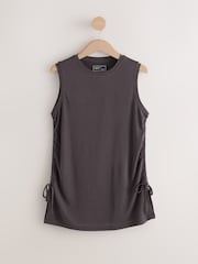 Chocolate Brown Active Lightweight Modal Ruched Side Tank Vest - Image 5 of 7