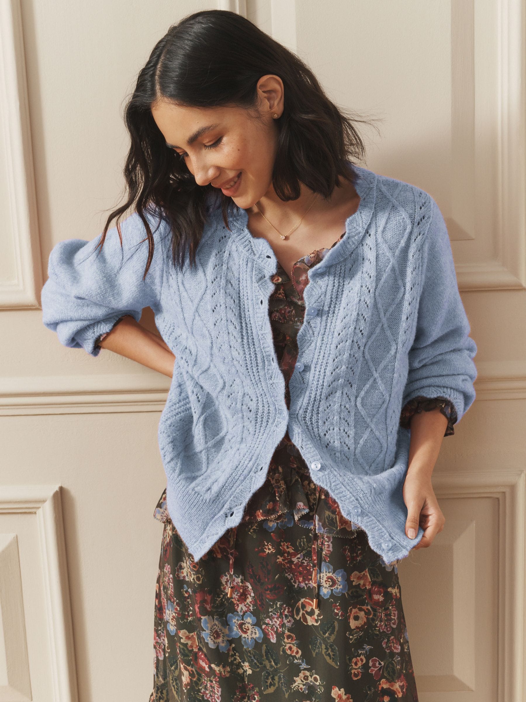 ANDMARY Ashley ribbon cardigan Lightgray ANDMARYRibbon crochet 