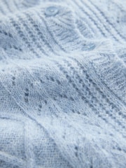 Синий - Ажурный кардиган на пуговицах с фигурной отделкой и добавлением шерсти Laura Ashley - Изображение 10 12