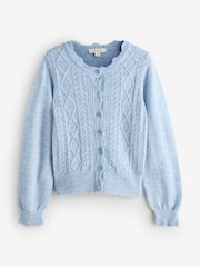 Синий - Ажурный кардиган на пуговицах с фигурной отделкой и добавлением шерсти Laura Ashley - Изображение 9 12