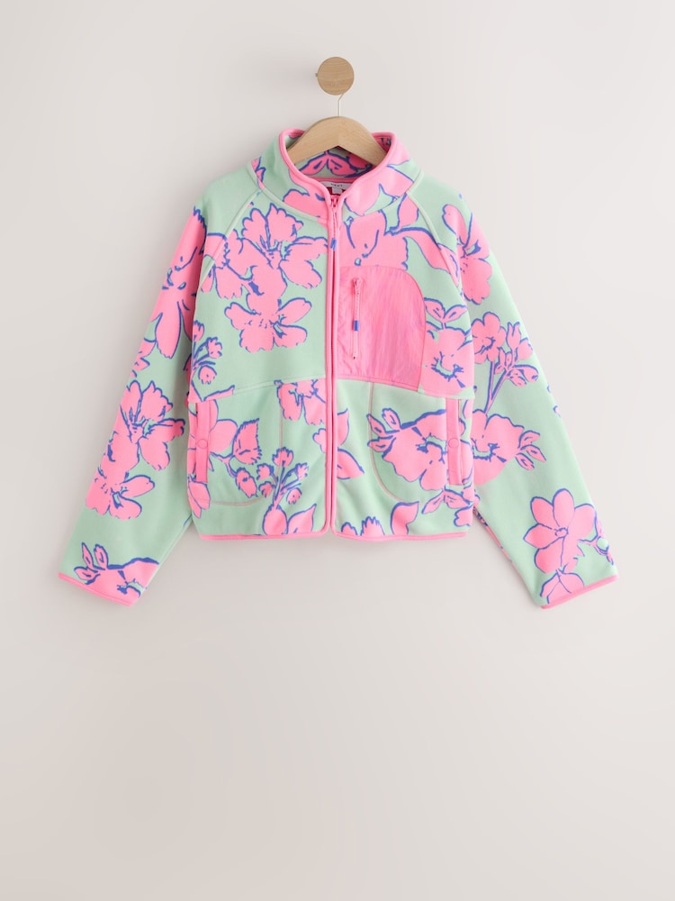 Floral Print Active Zip Through Sports Fleece - Image 1 of 4