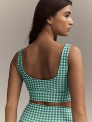 Green Gingham Active Power Scoop Back Sports Bra - Image 2 of 4