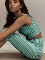 Green Gingham Active Power Scoop Back Sports Bra - Image 3 of 4