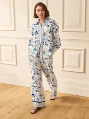 Laura Ashley Blue Waxton Print Coord Button Up Blouse - Image 1 of 3