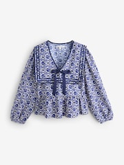 Laura Ashley Navy Beeton Sailor Collar Blouse - Image 8 of 10