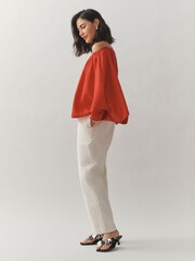 Laura Ashley Red Off The Shoulder Cotton Long Sleeve Blouse - Image 2 of 8
