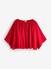 Laura Ashley Red Off The Shoulder Cotton Long Sleeve Blouse - Image 6 of 8