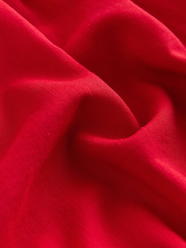 Laura Ashley Red Off The Shoulder Cotton Long Sleeve Blouse - Image 8 of 8