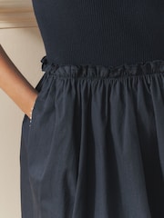 Laura Ashley Navy 2 in 1 Knitted Collared Polo Dress with Cotton Skirt - Image 6 of 10