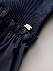 Laura Ashley Navy 2 in 1 Knitted Collared Polo Dress with Cotton Skirt - Image 9 of 10