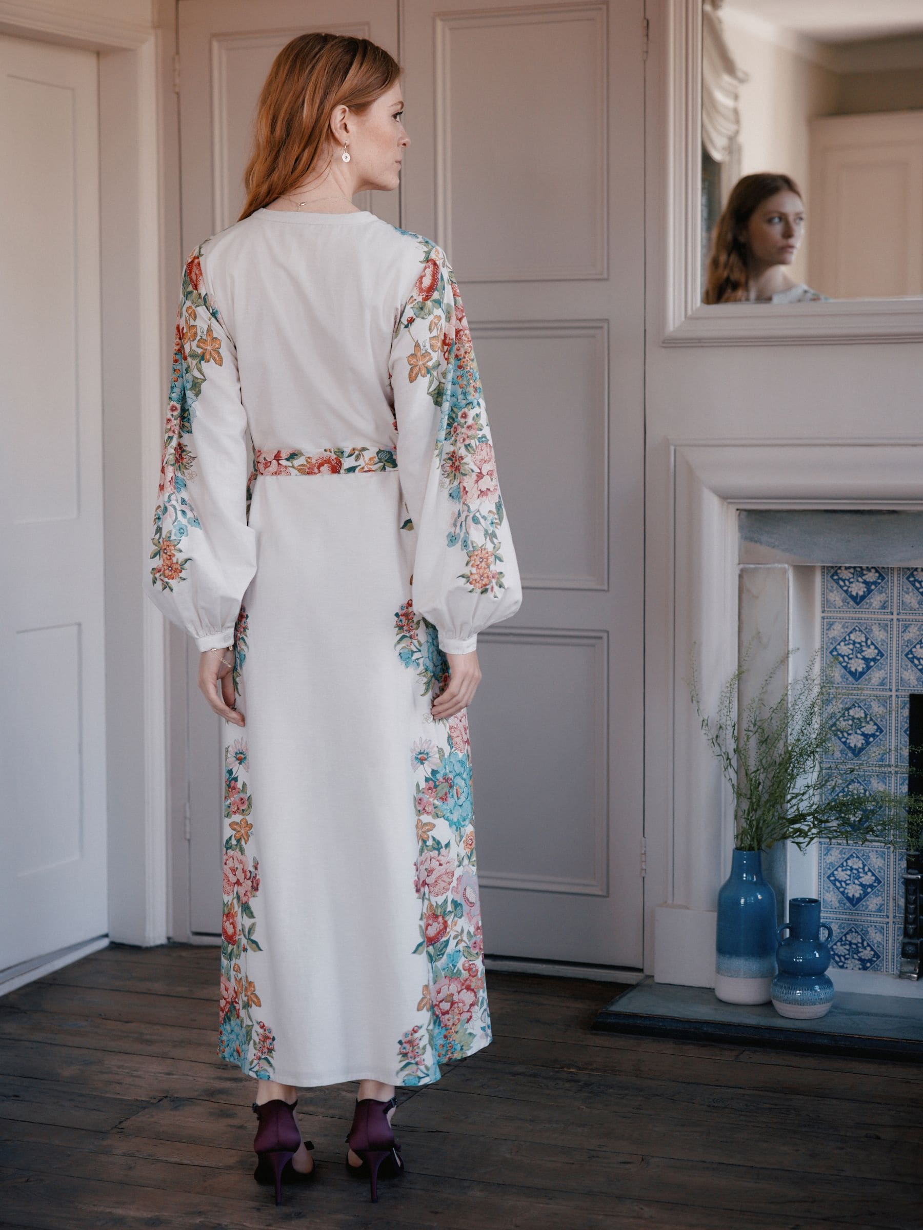 Buy Laura Ashley Cream Lavington Print V-Neck Belted Floral Maxi