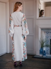Laura Ashley Cream Lavington Print V-Neck Belted Floral Maxi Dress - Image 2 of 7