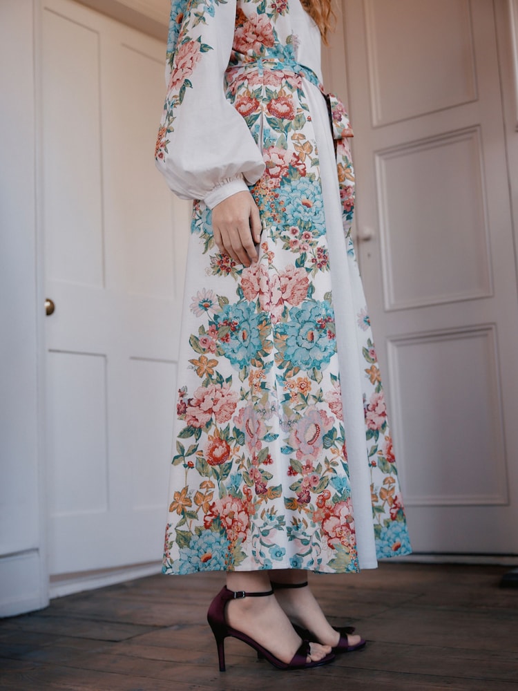 laura ashley floral maxi dress Laura Ashley Floral Maxi Dress Size 8 Blue Purple Dropped Waist Cottage Prairie