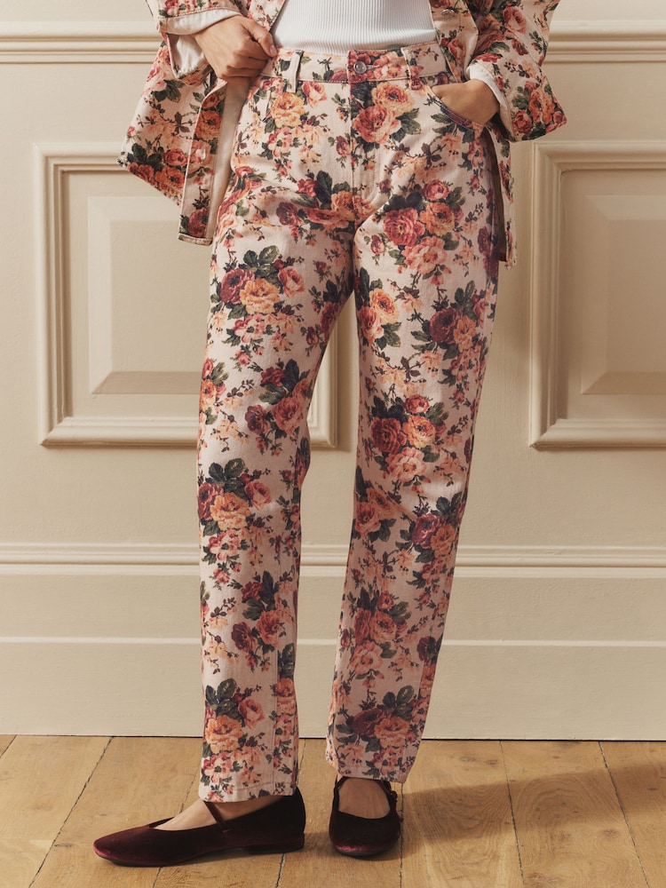 Laura Ashley Cream All Over Ellenborough Floral Printed Straight Jeans - Image 1 of 4