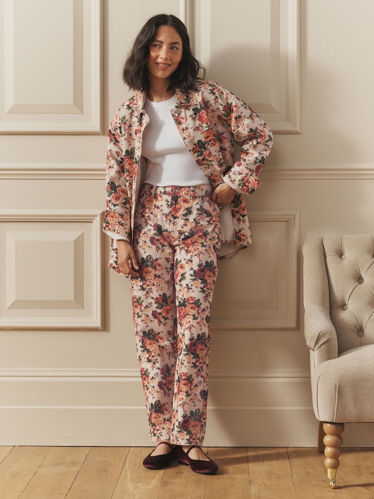 Laura Ashley Cream All Over Ellenborough Floral Printed Straight Jeans - Image 2 of 4