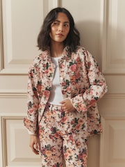 Laura Ashley Cream All Over Ellenborough Floral Printed Denim Shacket - Image 1 of 9