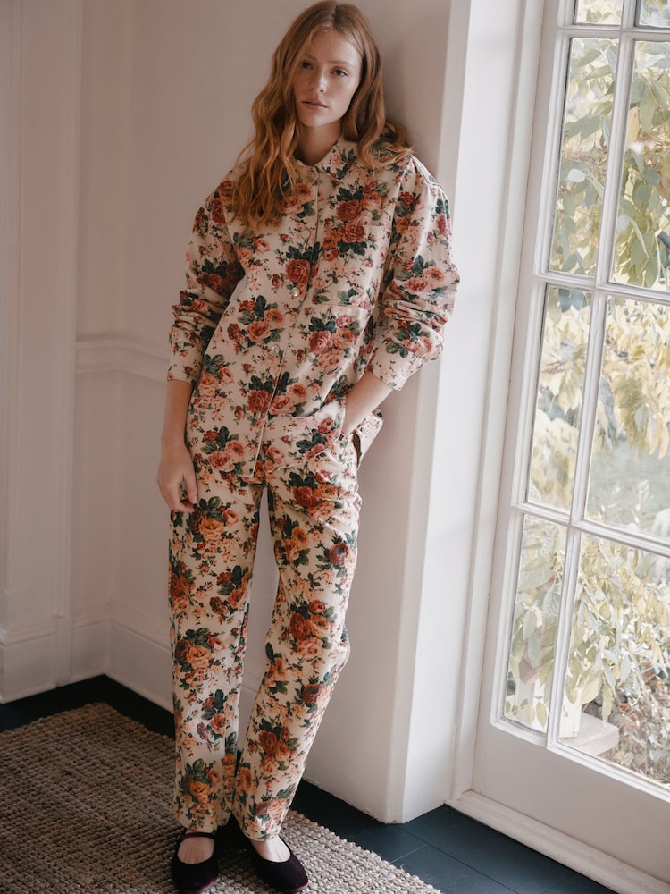 Laura Ashley Cream All Over Ellenborough Floral Printed Denim Shacket - Image 2 of 9