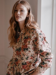 Laura Ashley Cream All Over Ellenborough Floral Printed Denim Shacket - Image 5 of 9