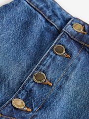 Laura Ashley Blue Denim Button Front Detail Wide Leg Jeans with Front Seams - Image 6 of 7