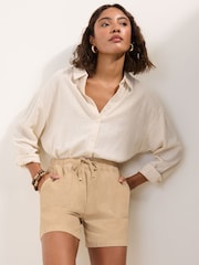 Friends Like These Neutral Utility Elasticated Tie Waist Shorts - Image 1 of 4