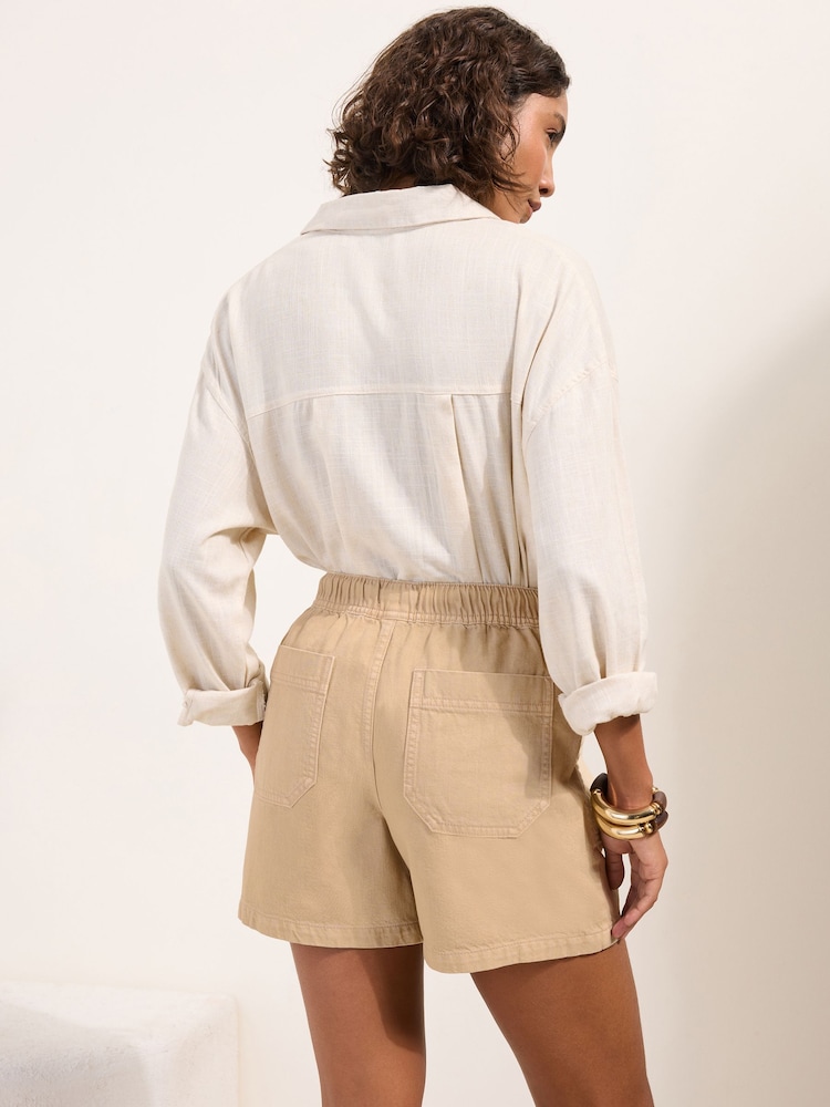 Friends Like These Neutral Utility Elasticated Tie Waist Shorts - Image 4 of 4