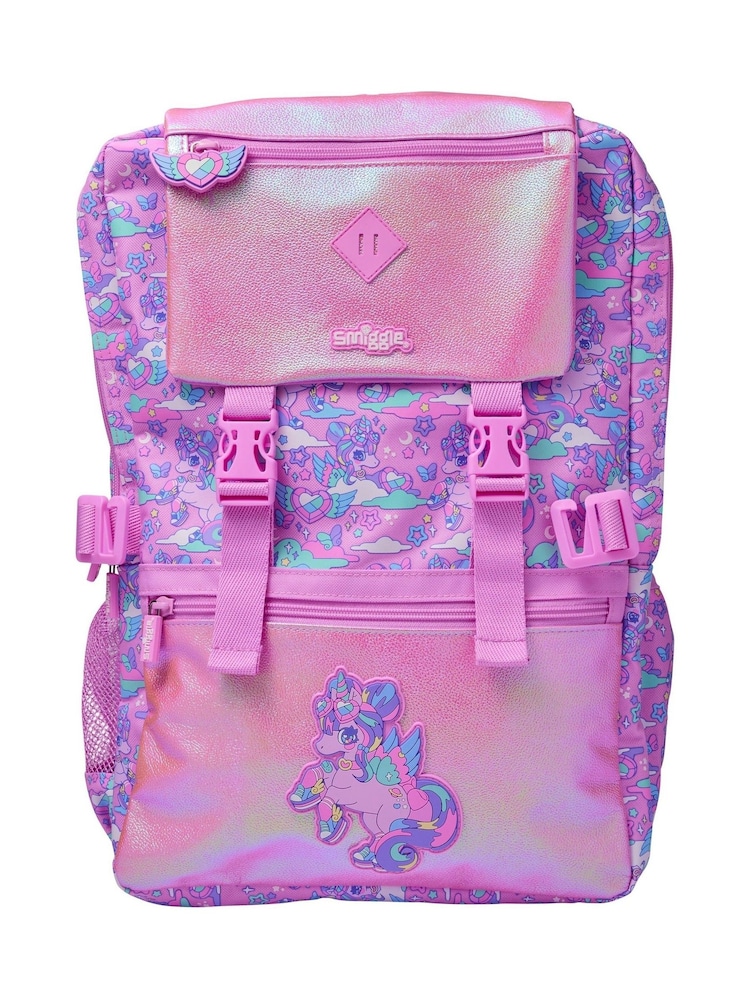 Smiggle Pink Trailblazer Foldover Attach Backpack - Image 1 of 5 Smiggle Pink Trailblazer Foldover Attach Backpack - Image 1 of 5