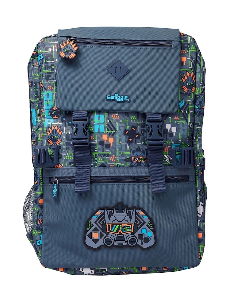 Smiggle Grey Trailblazer Foldover Attach Backpack - Image 1 of 6