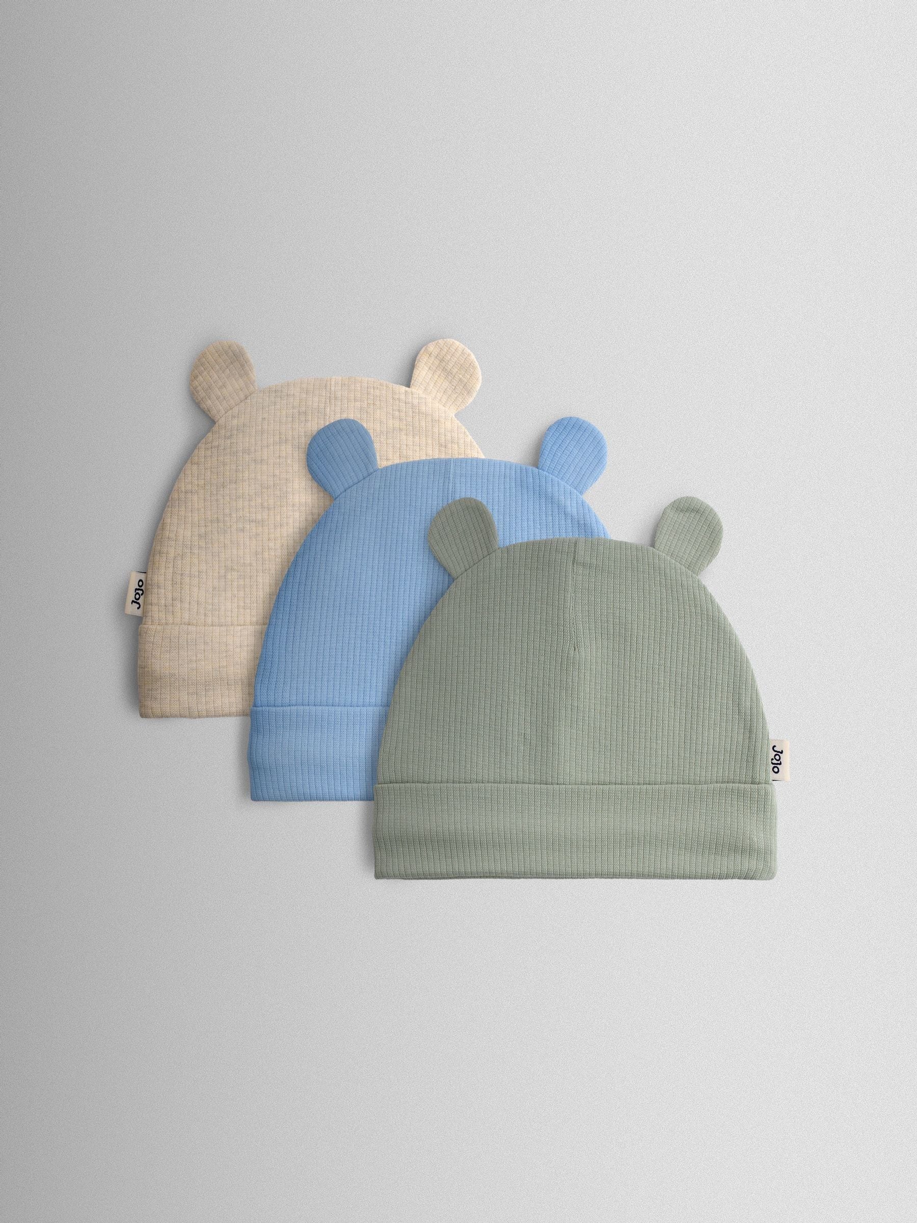 Jojo Maman Bébé Green 3-Pack Bear Hat
