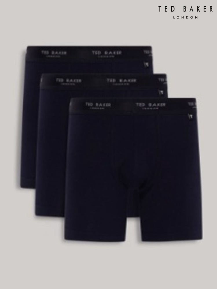 Ted Baker Blue Cotton Boxer Briefs 3 Pack - Image 3 of 3