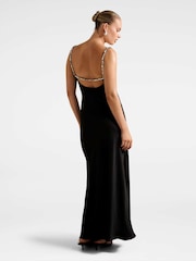 Forever New Black Presley Diamante Strap Satin Maxi Dress - Image 2 of 4