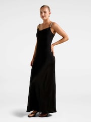 Forever New Black Presley Diamante Strap Satin Maxi Dress - Image 3 of 4
