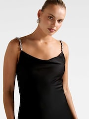 Forever New Black Presley Diamante Strap Satin Maxi Dress - Image 4 of 4
