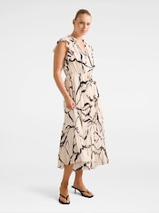 Forever New Cream Morgan Pleated Midi Dress - Image 1 of 4