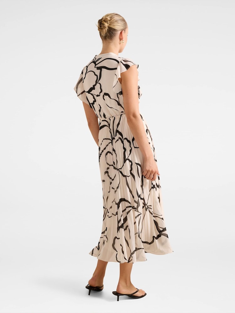 Forever New Cream Morgan Pleated Midi Dress - Image 2 of 4