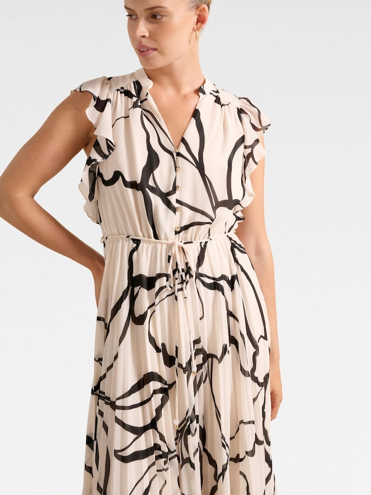 Forever New Cream Morgan Pleated Midi Dress - Image 4 of 4